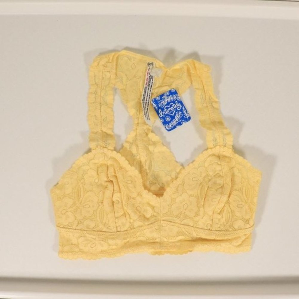 NWT Free People Sun Yellow Racerback Bralette in Yellow Combo